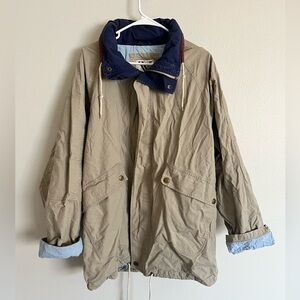 Venezia Vitale Cotton and Leather Coastal Tan and Navy Field Jacket 14/16